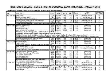 gcse & post 16 combined exam - Bideford College Online