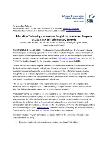 Education Technology Innovators Sought for Incubation Program at ...