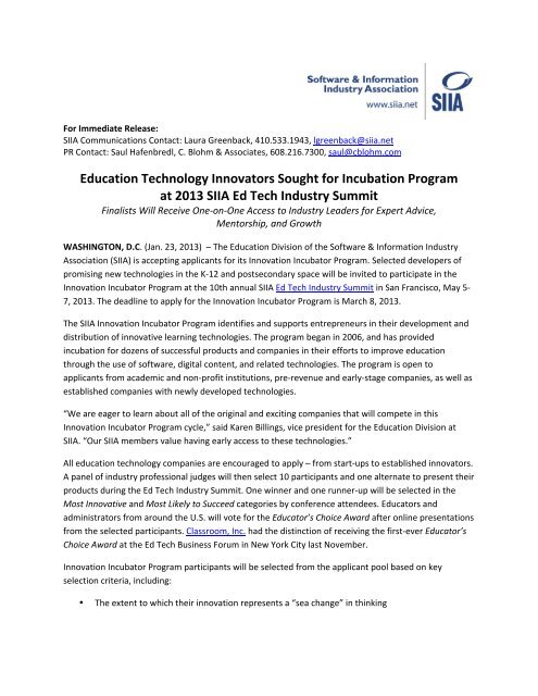 Education Technology Innovators Sought for Incubation Program at ...