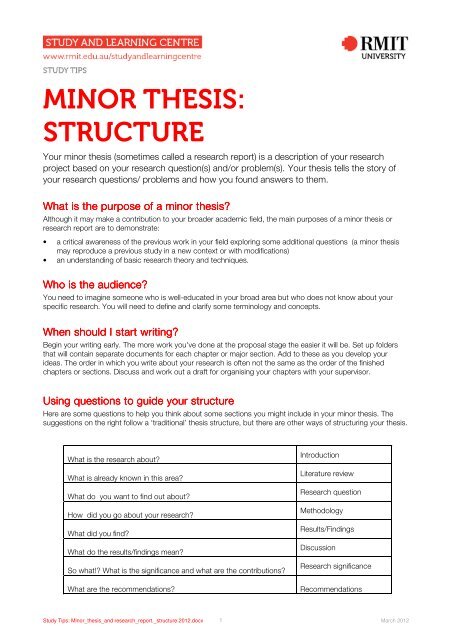 Minor thesis how to write a better minor thesis
