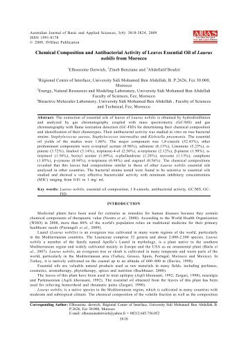 Chemical Composition and Antibacterial Activity of Laurus nobilis