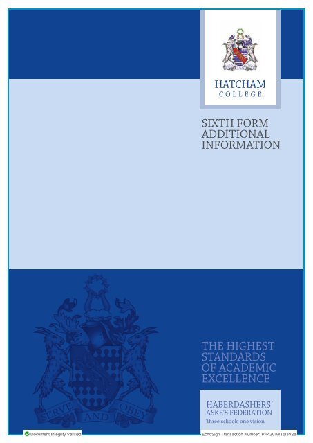 Post 16 Additional Information Booklet - Haberdashers