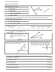 B C E E D A X A C D B FER #1 (Final Exam Review) Geometry 1st ...