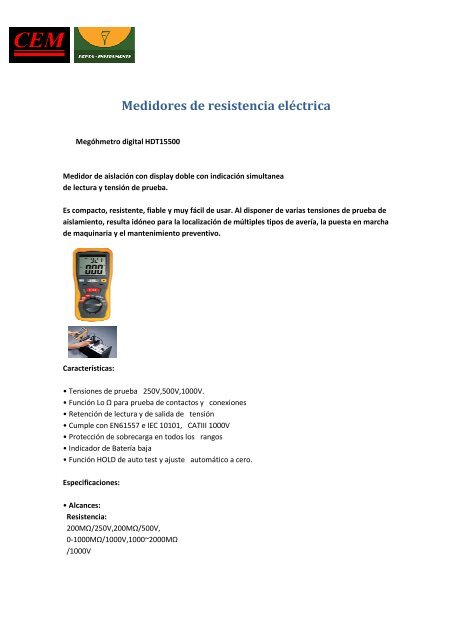 Medidores de resistencia. MegÃ³hmetros ... - instrumental cuyo