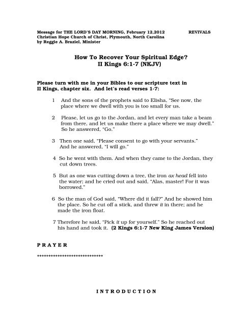 How To Recover Your Spiritual Edge Christian Hope Church Home