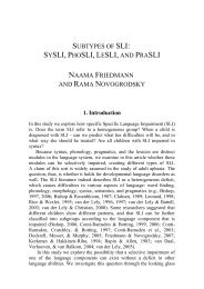 Subtypes of SLI - Naama Friedmann