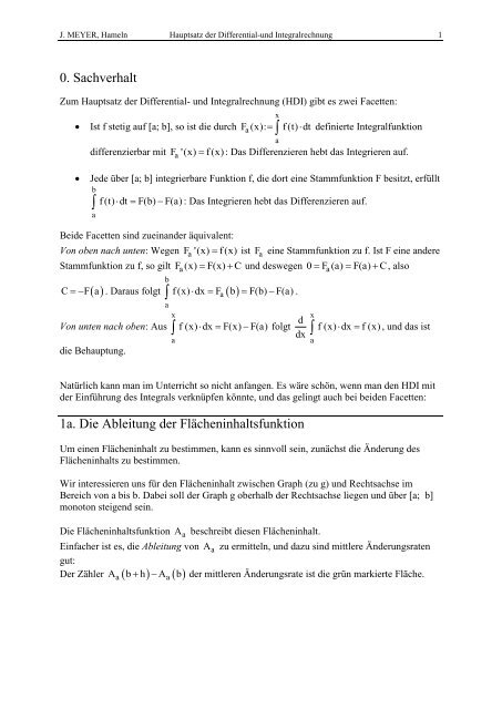 Hauptsatz Der Differential- Und Integralrechnung Hauptsatz der Differential- und Integralrechnung - mathematik