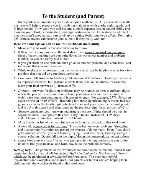 Jamie york math worksheets