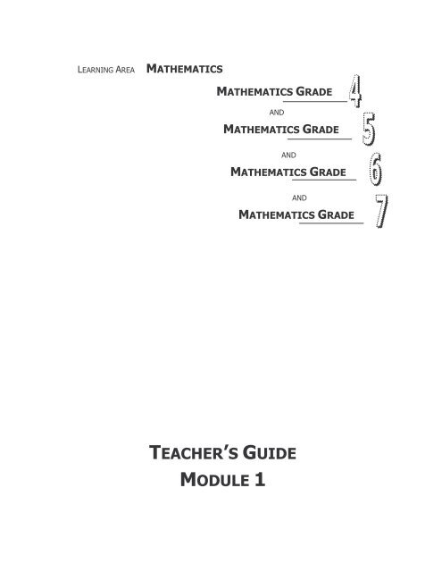 Teacher's Guide Module 1 - Maths Excellence