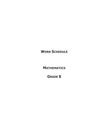 Gr 8 Work Schedule - Maths Excellence