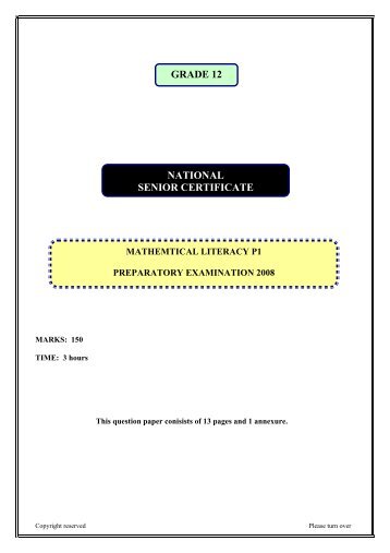 NATIONAL SENIOR CERTIFICATE GRADE 12 - Maths Excellence