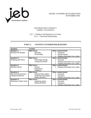 GRADE 10 EXEMPLAR EXAMINATION ... - Maths Excellence