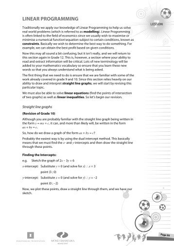 Gr 11 Linear Programming - Maths Excellence