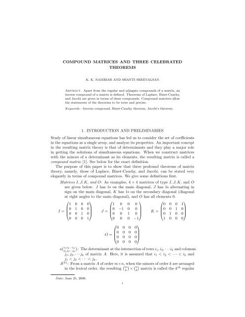 COMPOUND MATRICES AND THREE ... - E-atheneum.net