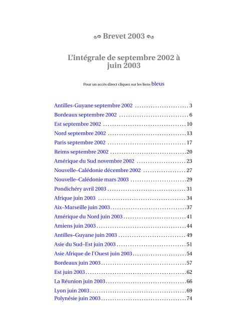 Brevet 2003 L'intÃ©grale de septembre 2002 Ã  juin 2003