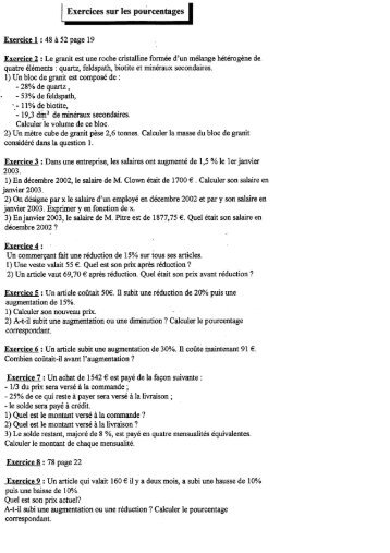 l Exercices sur les pourcentages I - cours-avicenne.com