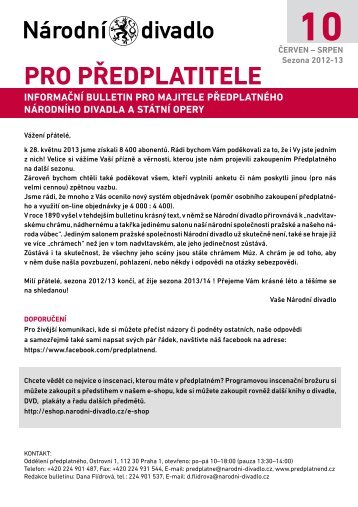 Bulletin pro pÅedplatitele - 10 - NÃ¡rodnÃ­ divadlo