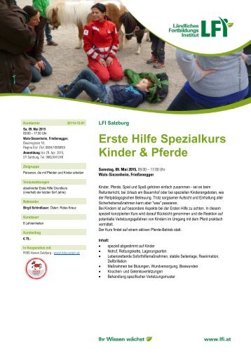 Erste Hilfe Spezialkurs Kinder & Pferde