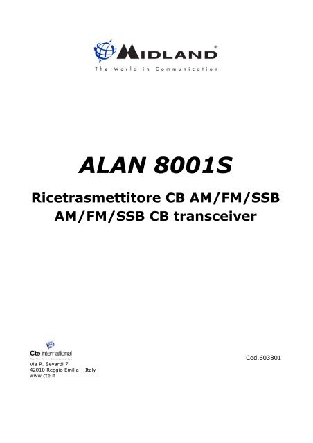 ALAN 8001S Ricetrasmettitore CB AM/FM/SSB AM ... - Arscolor CMS