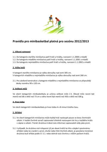 Pravidla pro minibasketbal platnÃ¡ pro sezÃ³nu 2011