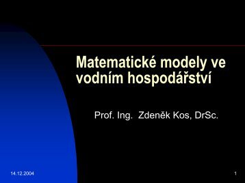 MatematickÃ© modely ve vodnÃ­m hospodÃ¡ÅstvÃ­