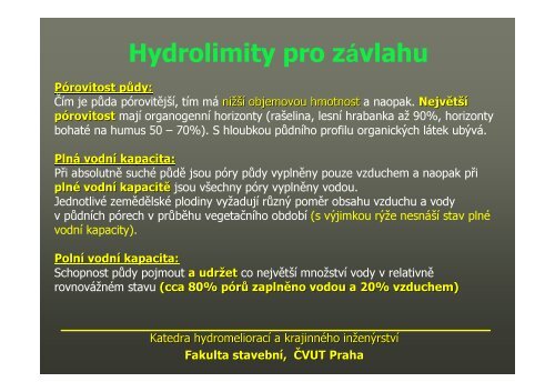 ZÃ¡vlahovÃ© stavby - Katedra hydromelioracÃ­ a krajinnÃ©ho inÅ¾enÃ½rstvÃ­