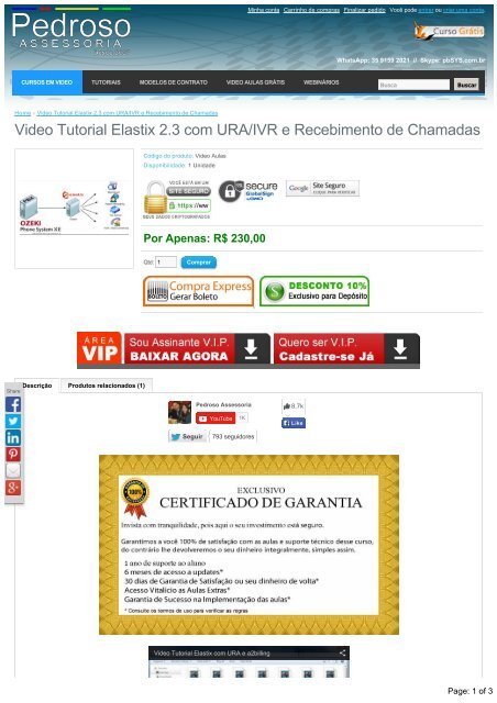 Video Tutorial Elastix 2.3 com URA/IVR e Recebimento de Chamadas