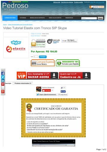 Video Tutorial Elastix com Tronco SIP Skype