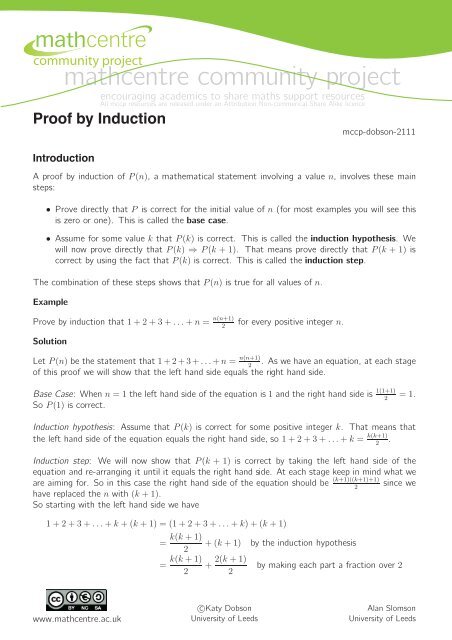 Proof By Induction Revision Mathematics Proof By Induction Revision Mathematics