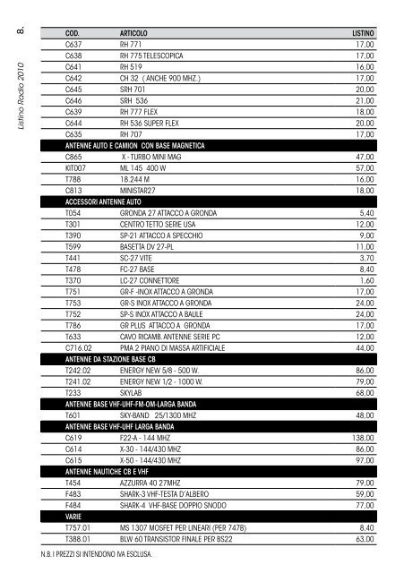 Listino Radio 2010 - Arscolor CMS