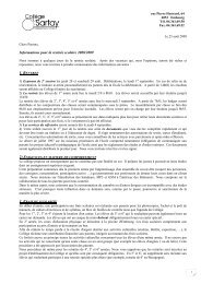 Informations pour la rentrÃ©e scolaire 2008/2009 - CollÃ¨ge du Sartay