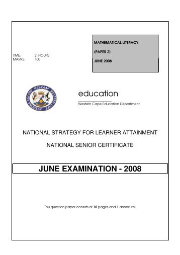 education JUNE EXAMINATION - 2008 - Maths Excellence