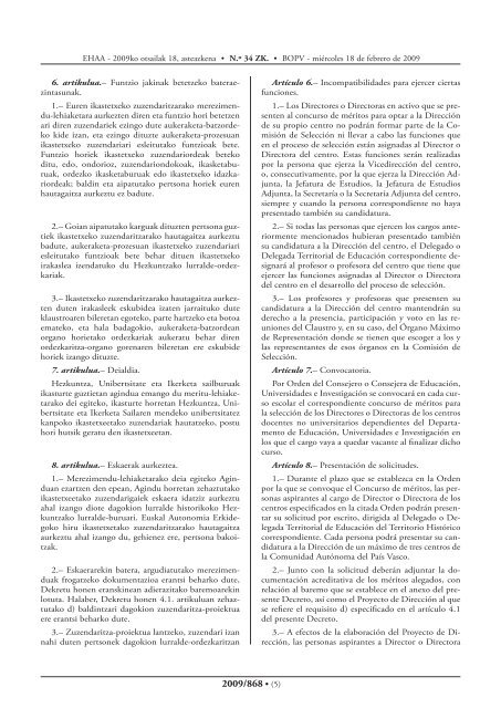 22/2009 Dekretua, otsailaren 3koa - Euskadi.net