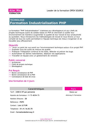 Formation Industrialisation PHP - Alter Way