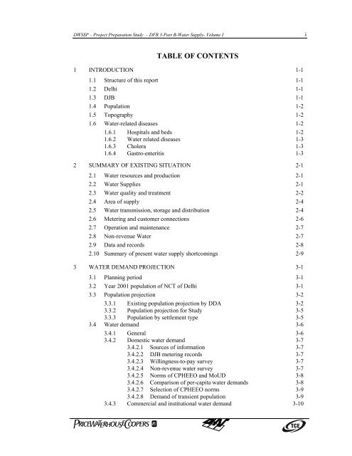 TABLE OF CONTENTS Delhi Jal Board