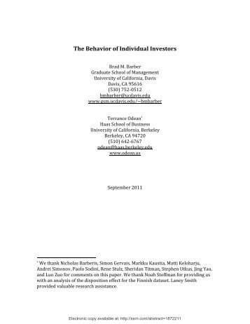 The Behavior of Individual Investors - InvestisseurAutonome