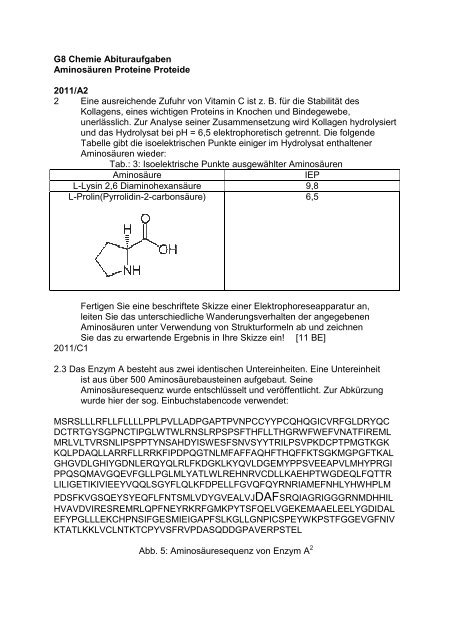G8 Abituraufgaben Chemie Aminosaeuren Proteine Bentz46 De