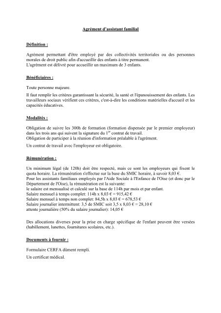 Agrement D Assistant Familial Conseil General De L Oise