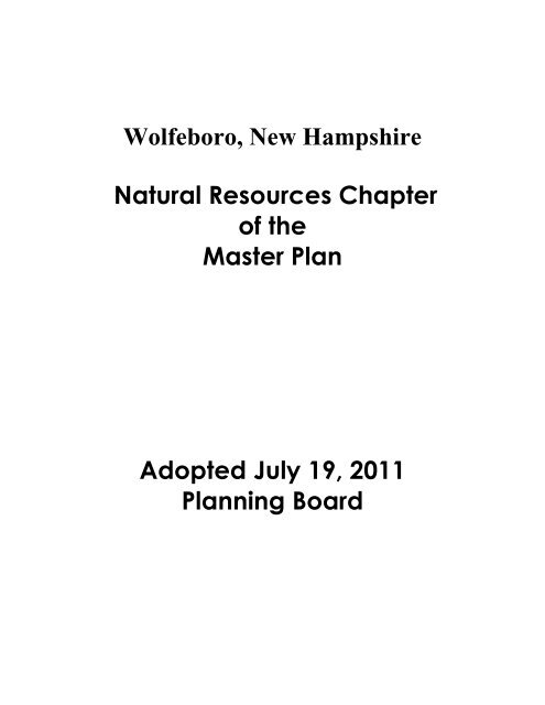Natural Resources Chapter of the Master Plan - Town of Wolfeboro