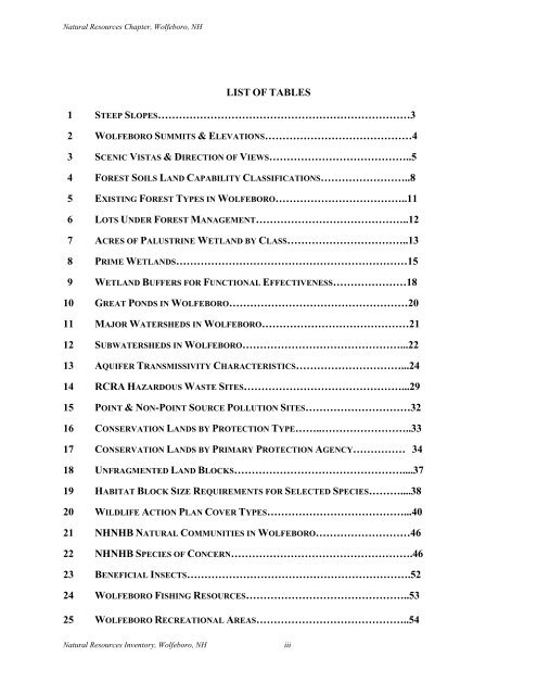 Natural Resources Chapter of the Master Plan - Town of Wolfeboro