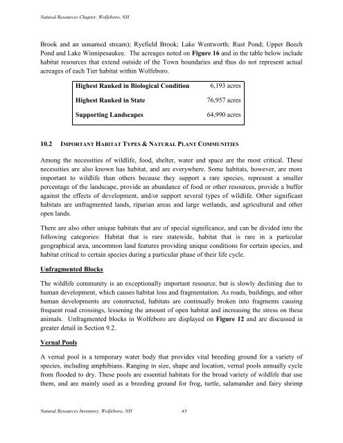 Natural Resources Chapter of the Master Plan - Town of Wolfeboro