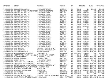 final values by owner 2007 - Town of Belmont