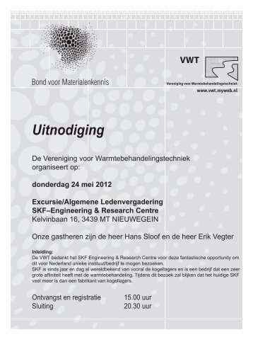 VWT Uitnodiging - van de Bond voor Materialenkennis