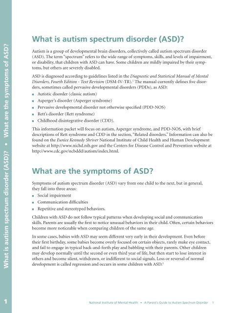 A Parent's Guide to Autism Spectrum Disorder - NIMH - National ...