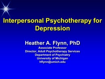 Interpersonal Psychotherapy for Depression - University of Michigan ...