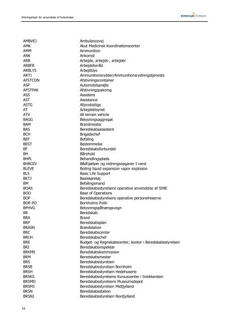 delse af forkortelser i redningsberedskabet - Beredskabsstyrelsen