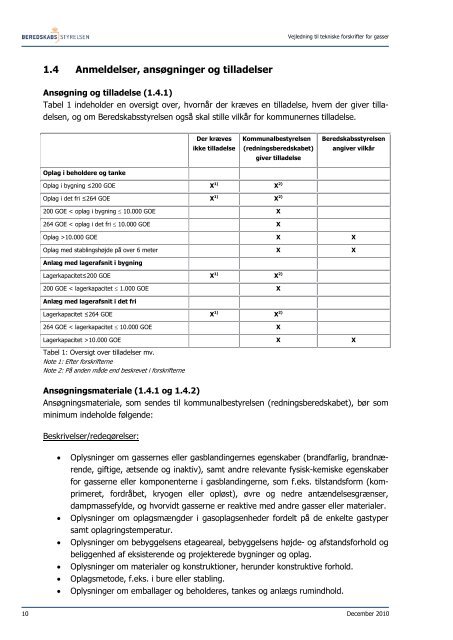 Vejledning til tekniske forskrifter for gasser (pdf) - Beredskabsstyrelsen