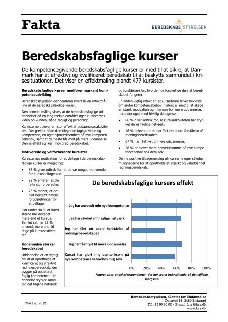 Faktaark - Effekt af beredskabsfaglige kurser 2012