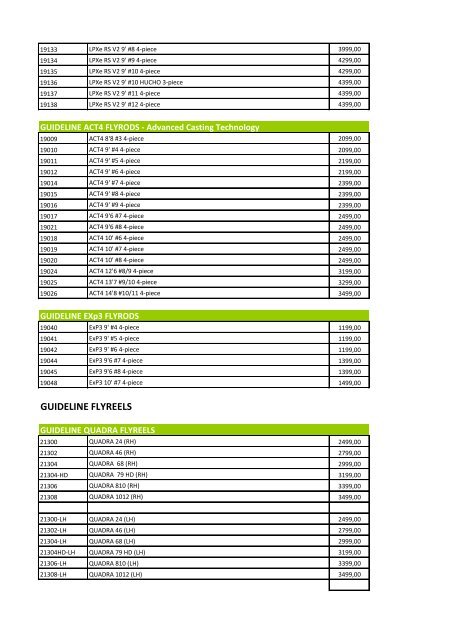 GUIDELINE COMBOS GUIDELINE FLYRODS