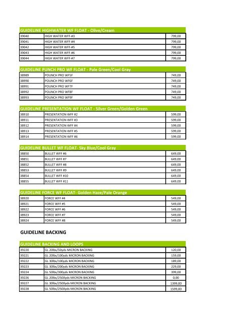 GUIDELINE COMBOS GUIDELINE FLYRODS